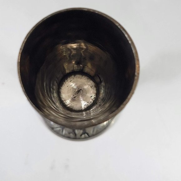 Etched Silver Plate Over Brass Cordial Cup Flute World Gift ZY India 5" set of 4 - Picture 7 of 7